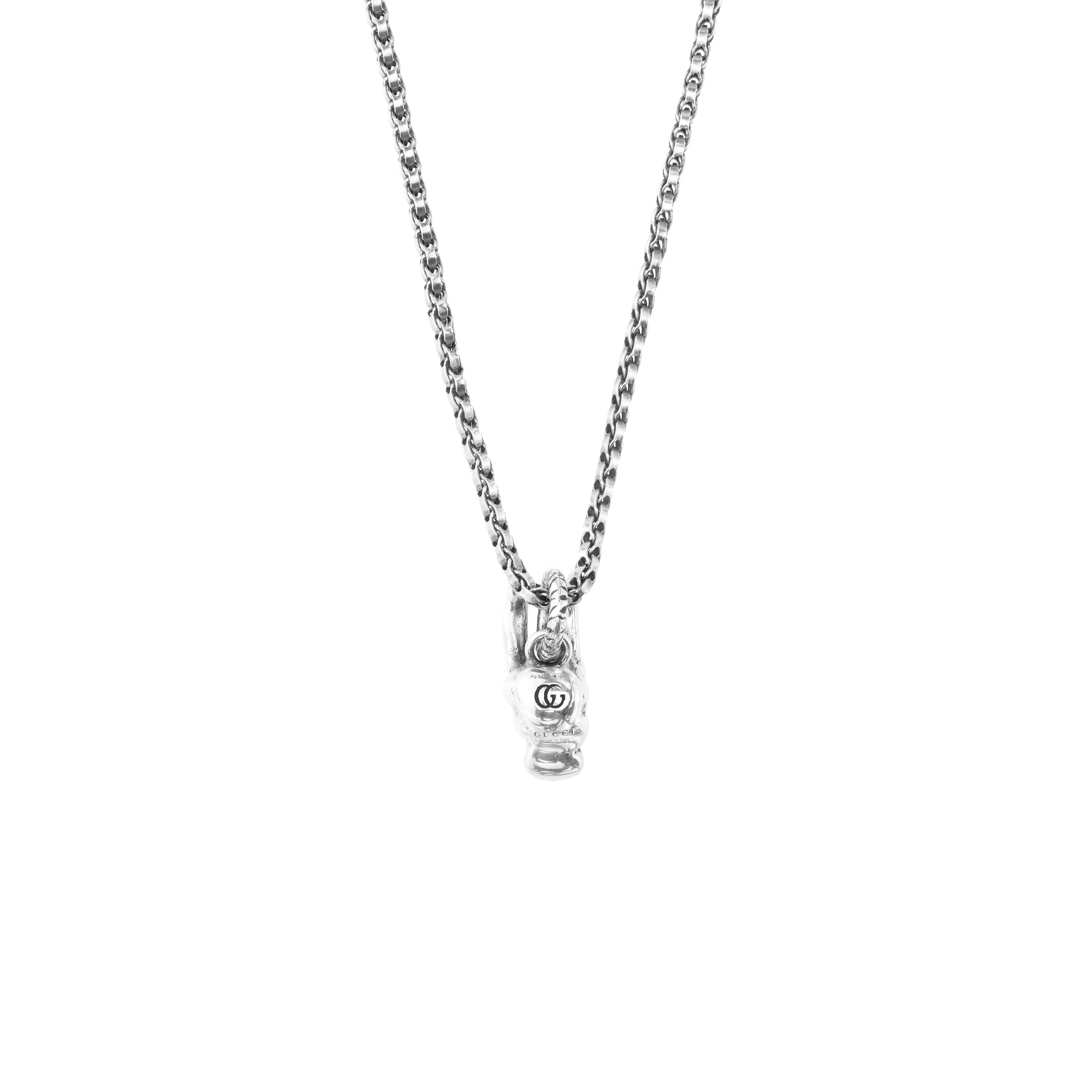 Shop 구찌 실버 토끼 머리 목걸이 - 스웨터 체인 악세사리. 524076-J8400-0811