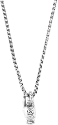GUCCI Silver Rabbit Head Necklace - Sweater Chain Accessory. 524076-J8400-0811 Shop GUCCI Silver Rabbit Head Necklace - Sweater Chain Accessory. 524076-J8400-0811