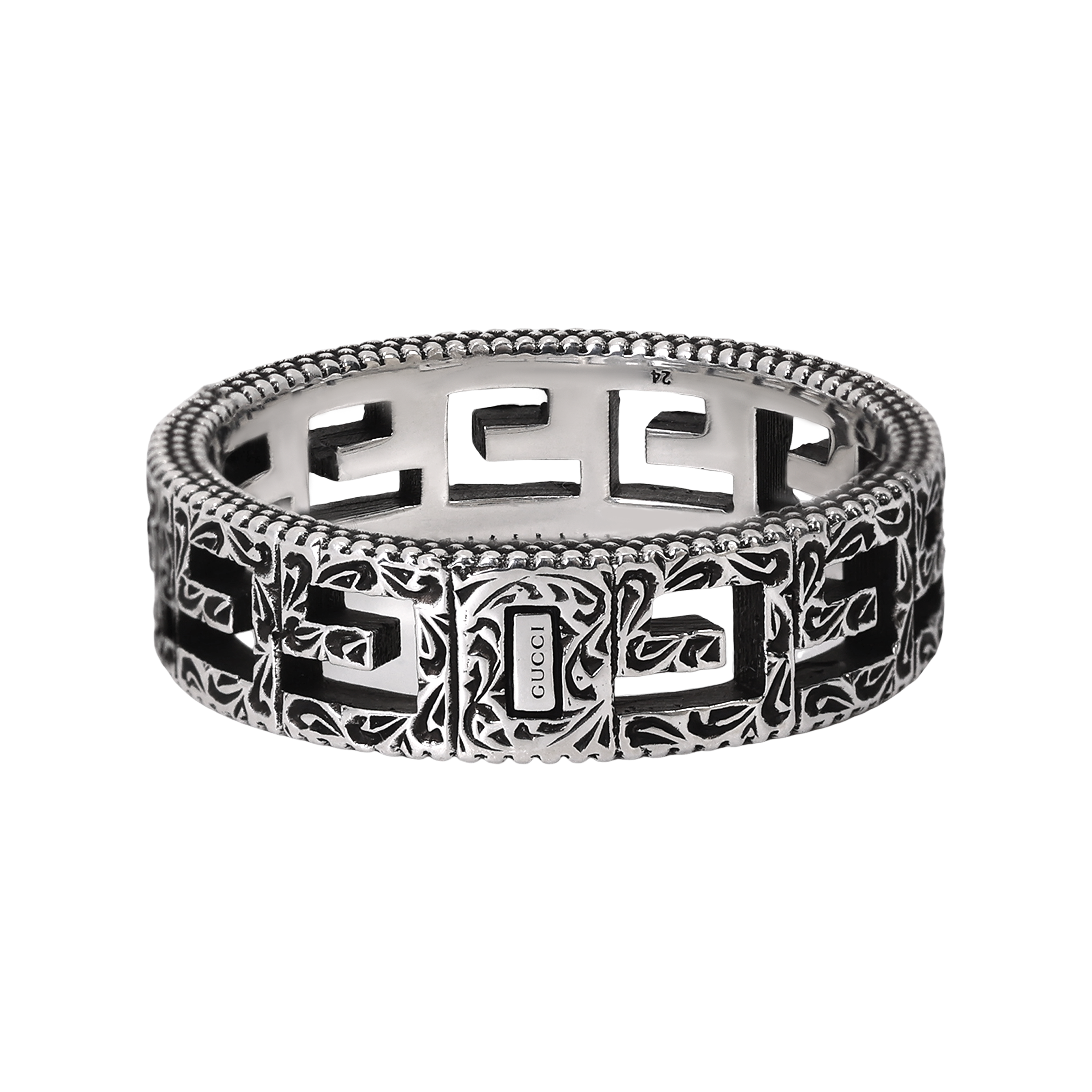 GUCCI Silver Ring with Double G Hollow Design 576993-J8400-0811