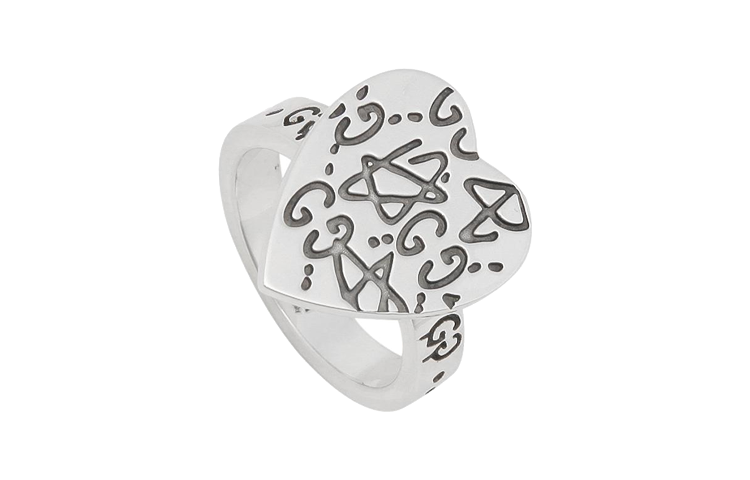 GUCCI Silver Ring with Letter and Star Design, Unisex Couple Style 457229J84000701 圖 2