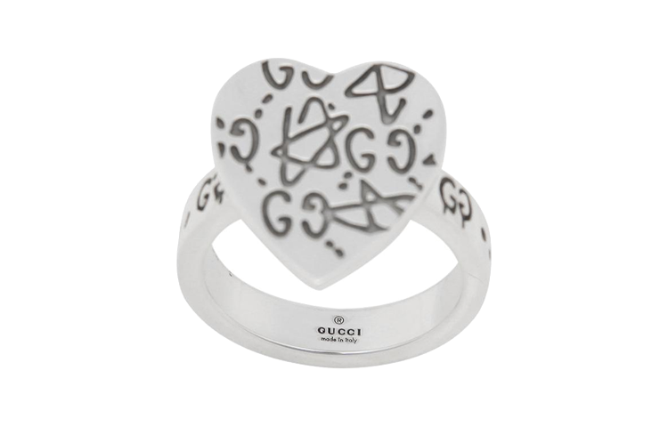 GUCCI Silver Ring with Letter and Star Design, Unisex Couple Style 457229J84000701 圖 4