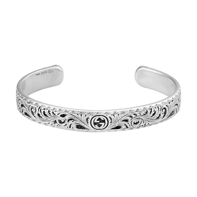 GUCCI Silver Tiger Head Adjustable Unisex Bracelet YBA433575001