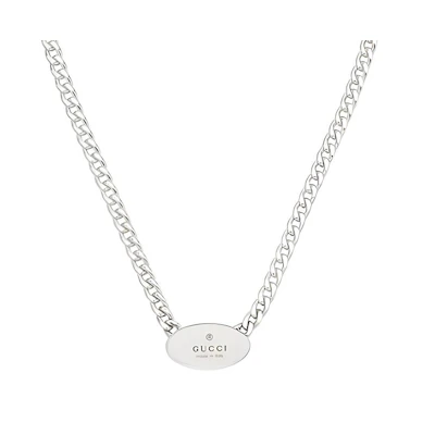 GUCCI Silver Trademark Pendant Necklace 925 Silver Unisex Couples Chain. 781170J84008106