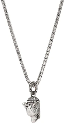 GUCCI Rantai Loket Kepala Serigala Perak 925 Sterling Silver untuk Lelaki. 524122-J8400-0811 Lookbook GUCCI Rantai Loket Kepala Serigala Perak 925 Sterling Silver untuk Lelaki. 524122-J8400-0811