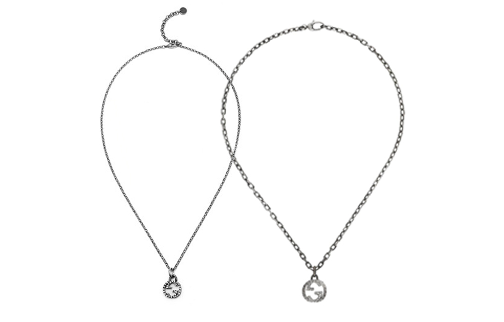 Lookbook 구찌 심플 편안한 925 실버 목걸이 유니섹스 커플 디자인. 455535/455307-J8400-0811