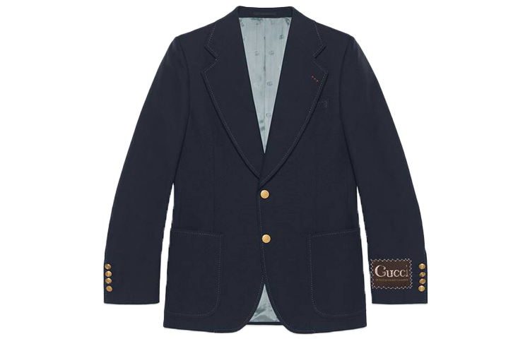 Gucci Single-Breasted Logo Jacket Navy Blue Long-Sleeve 625827-ZAEA2-4240