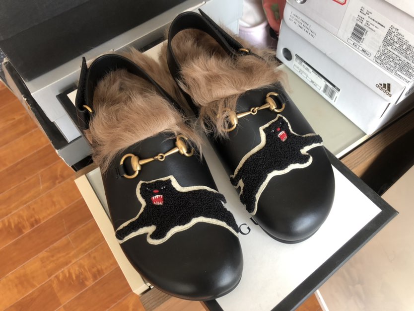 Buy 古馳 毛拖鞋