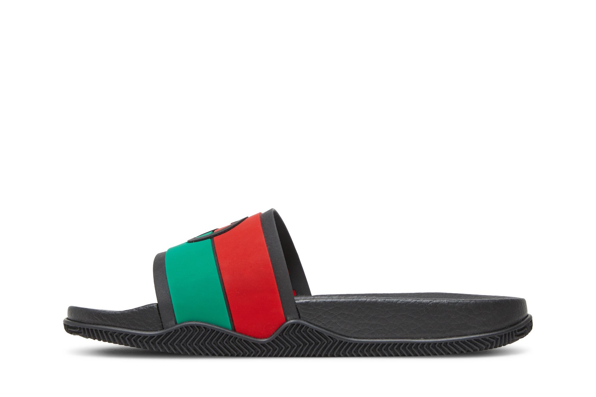 Shop GUCCI 古馳 露趾一字 時尚涼拖 男款 黑紅