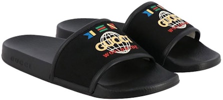 古驰黑色环球旗帜拖鞋 599143-9PYX0-1000 Order 古驰黑色环球旗帜拖鞋 599143-9PYX0-1000