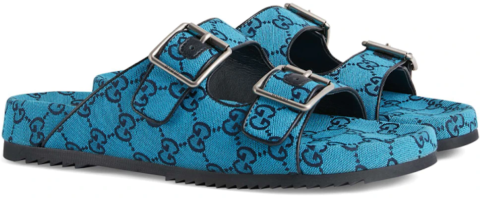 Gucci Slide Sandale Riemen ''Hellblau Monogramm'' 663654-9SFV0-4276 Lookbook Gucci Slide Sandale Riemen ''Hellblau Monogramm'' 663654-9SFV0-4276