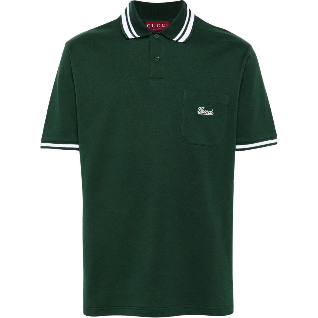 Gucci Slim Fit Striped Pocket Polo Shirt Green 784422-XJGP6-3026