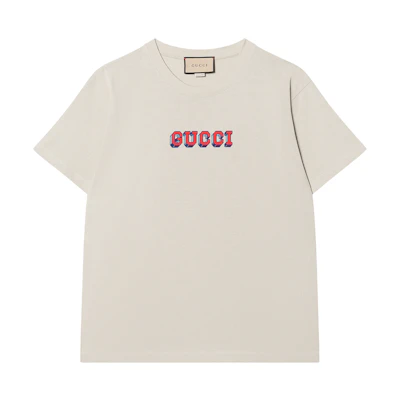Gucci Slim Ivory Short-Sleeve Tee with Logo Embroidery 616036-XJF5P-9269