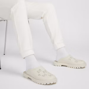 Order GUCCI古馳 橡膠 鏤空雙G 時尚涼拖 男款 米白