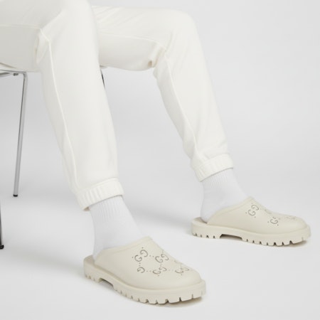 GUCCI古馳 橡膠 鏤空雙G 時尚涼拖 男款 米白 Order GUCCI古馳 橡膠 鏤空雙G 時尚涼拖 男款 米白