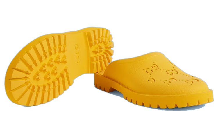 Shop GUCCI古馳 時尚涼拖 男款 黃色