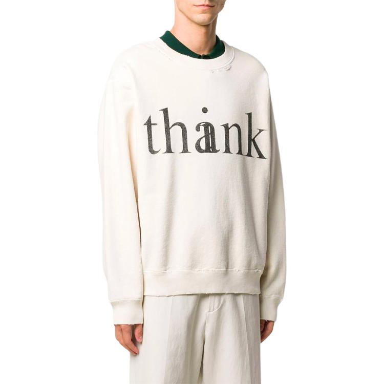 Gucci Slogan Print Crewneck Pullover Sweatshirt Men’s Off-White 635847-XJCXL-9232
