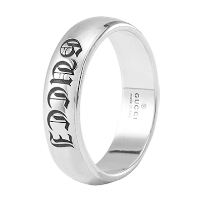 GUCCI Soave Amore 925 Silver Engraved Unisex Couple Ring - Silver 707811-J8400-0701