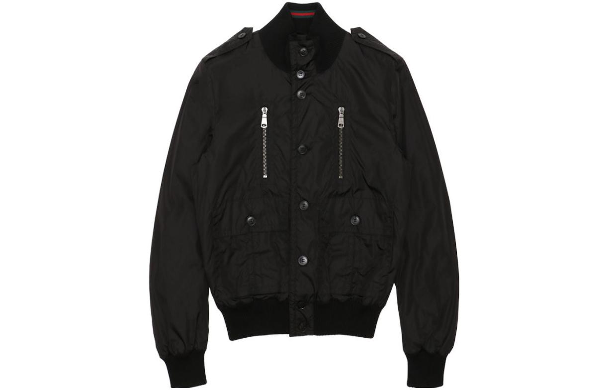 Gucci Solid Black Single-Breasted Zipper Pocket Jacket 337333-Z9687-1000