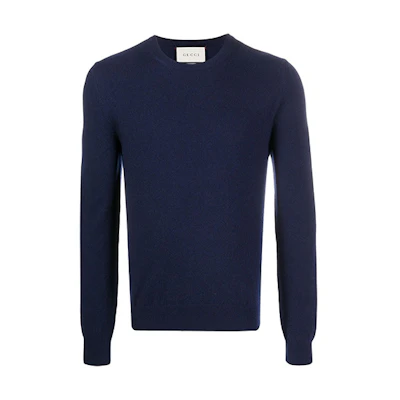 Gucci Solid Blue Crewneck Knit Sweater 597736-XKA5B-4440