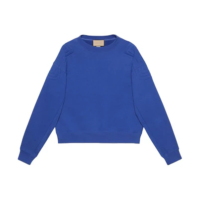 Gucci Solid Blue Crewneck Pullover Long Sleeve Sweatshirt 761595-XJFY3-4410