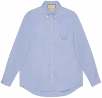 Gucci Solid Blue Long Sleeve Fitted Collared Shirt 742711-ZANVG-4069 Gucci Solid Blue Long Sleeve Fitted Collared Shirt 742711-ZANVG-4069