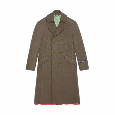 Gucci Solid Brown-Green Double-Breasted Long Sleeve Coat 473268-Z413F-3481