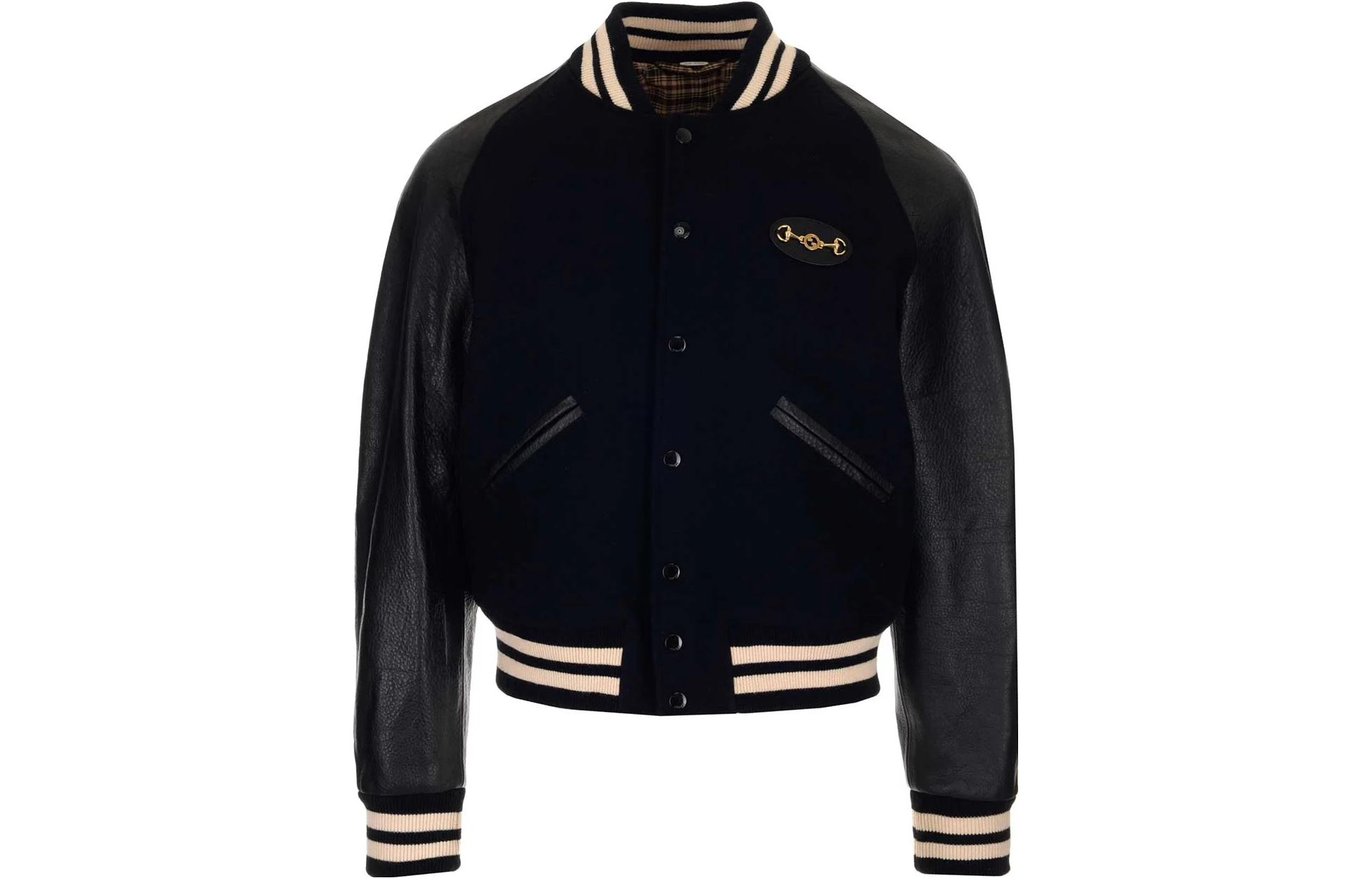 Gucci Solid Color Baseball Collar Short Jacket Black 618897-Z8AKD-1000