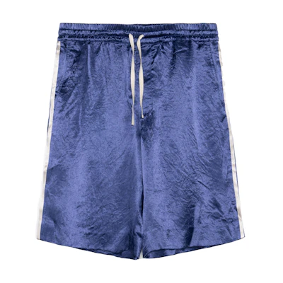 GUCCI Solid Color Elastic Waist Straight Casual Shorts Blue 654899-ZAGU9-4309