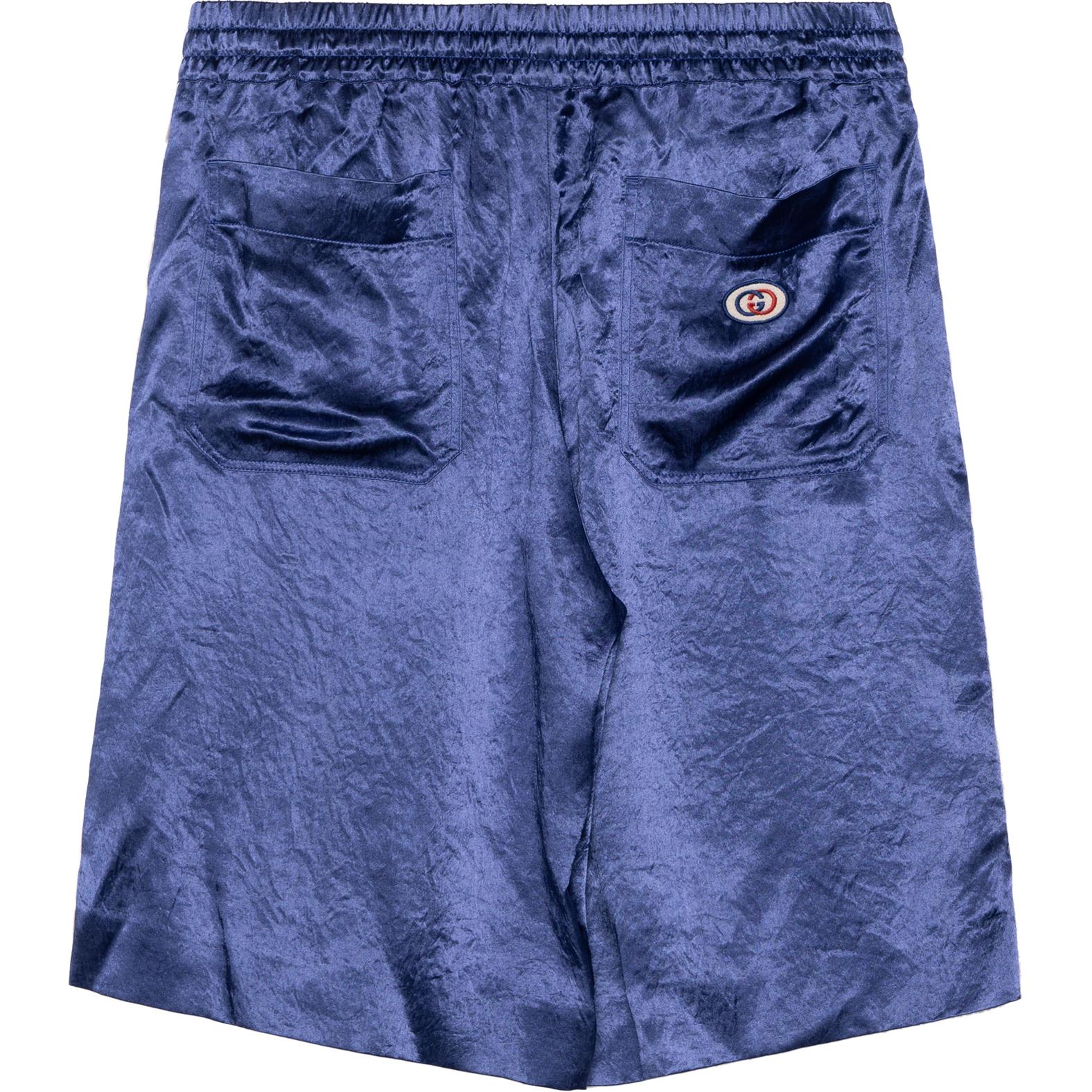 GUCCI Solid Color Elastic Waist Straight Casual Shorts Blue 654899-ZAGU9-4309 圖 3