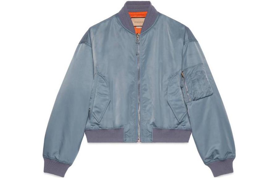 Gucci Solid Color Zip-Up Jacket Blue 759627-ZAON8-4835