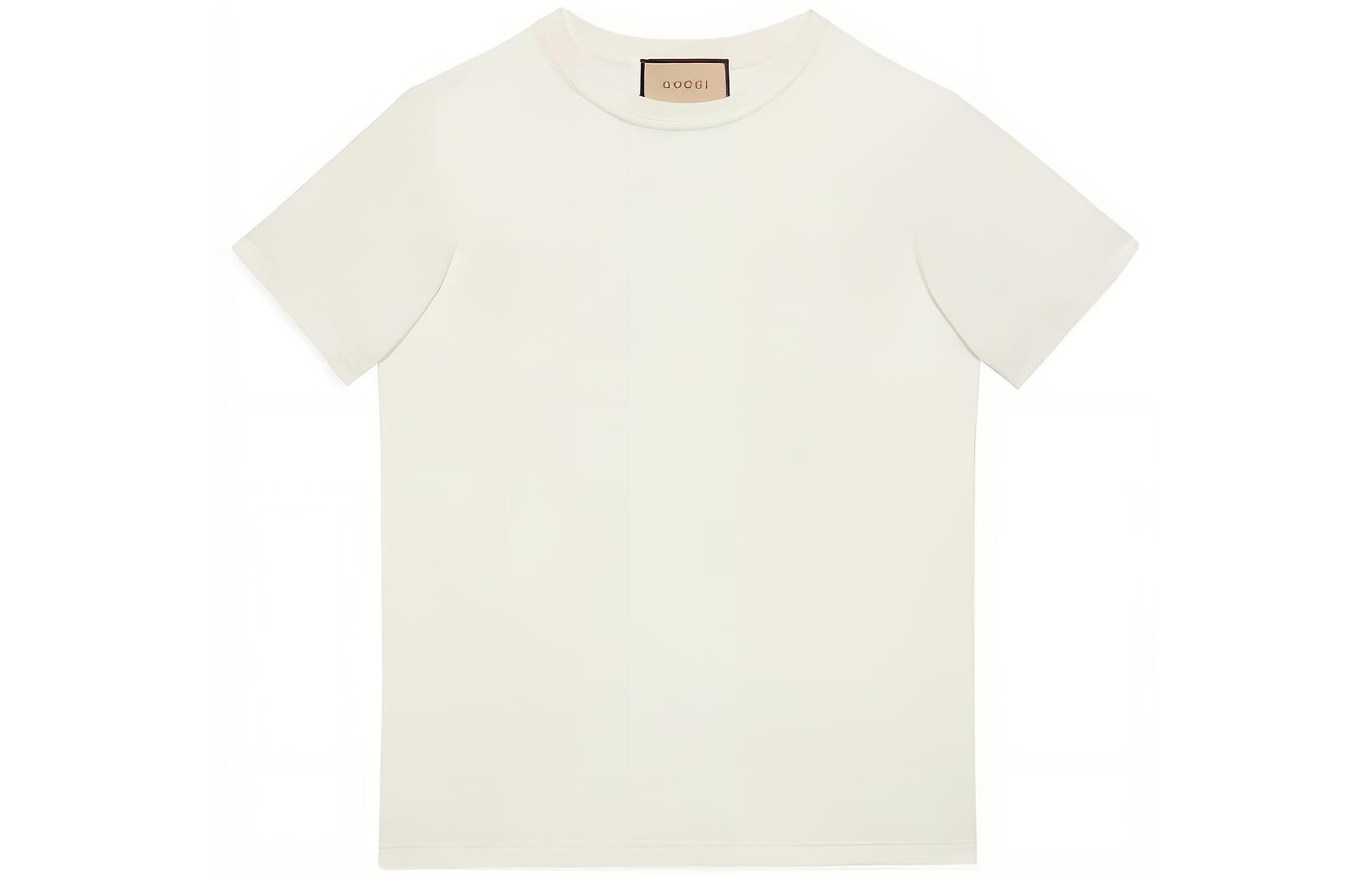Gucci Solid Crewneck Short Sleeve T-Shirt Cream White 761525-XJFZ0-9091