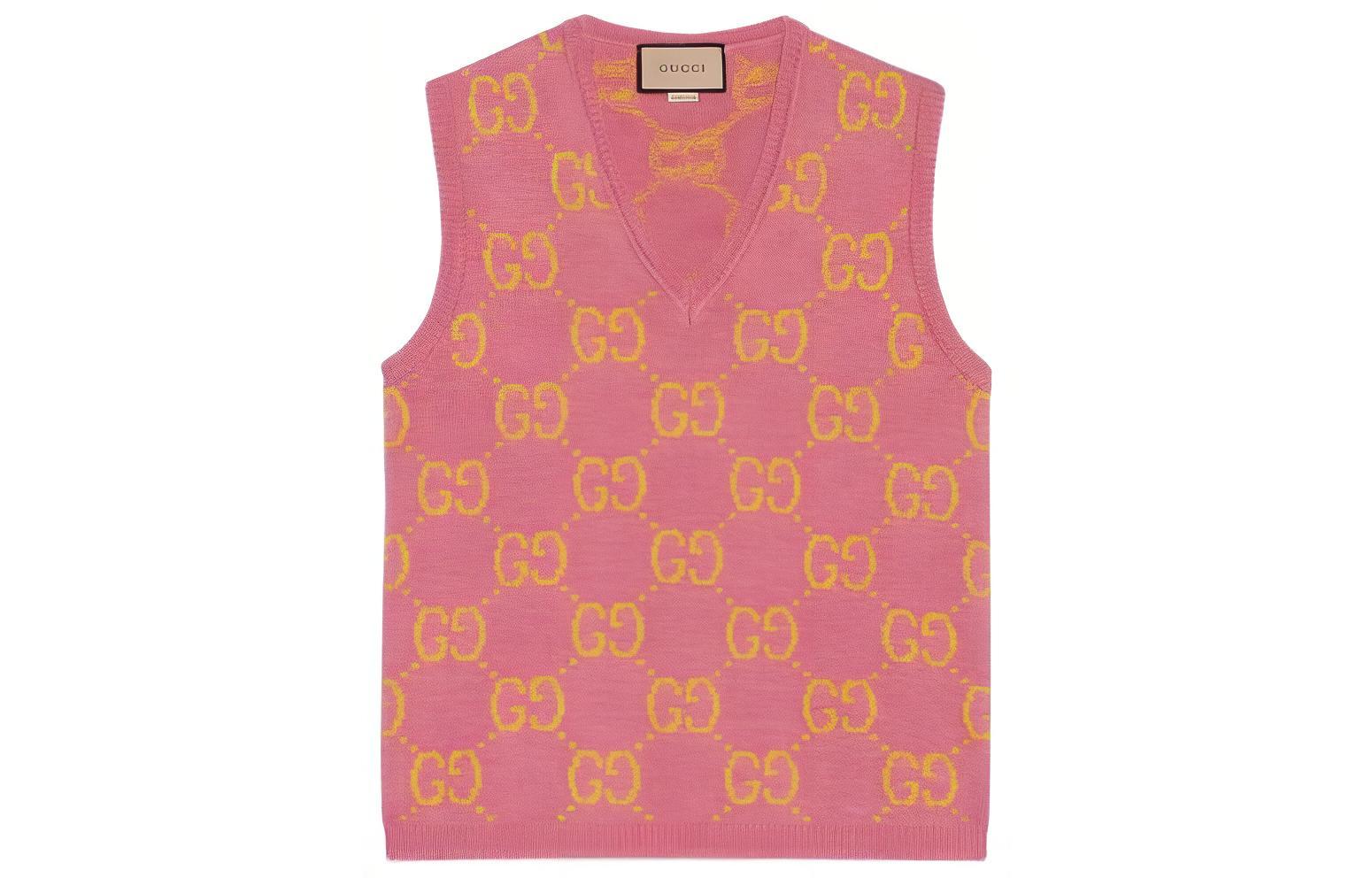 Gucci Solid Double-G Knit Sleeveless Vest Pink 674041-XKB3V-5874