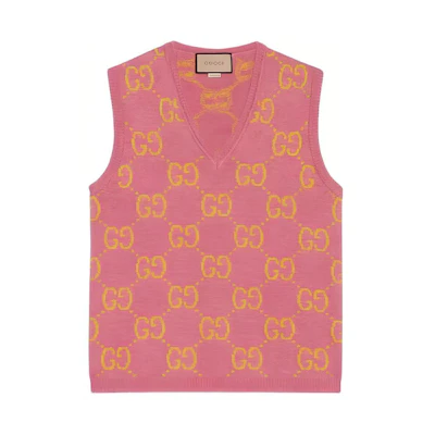 Gucci Solid Double-G Knit Sleeveless Vest Pink 674041-XKB3V-5874