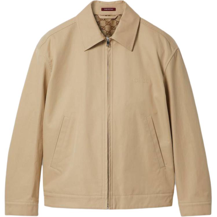 Gucci Solid Khaki Zip-Up Collared Long-Sleeve Jacket 784180-ZAQP3-2901
