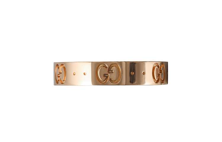 GUCCI Solid Logo Engraved 18K Rose Gold Unisex Ring YBC152045001