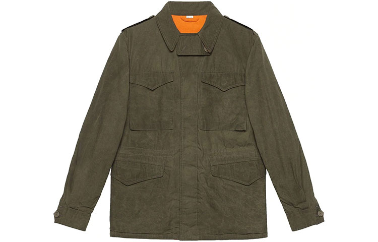 Gucci Solid Pocket Collar Green Long Sleeve Casual Jacket 475041-XD714-3017