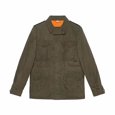 Gucci Solid Pocket Collar Green Long Sleeve Casual Jacket 475041-XD714-3017