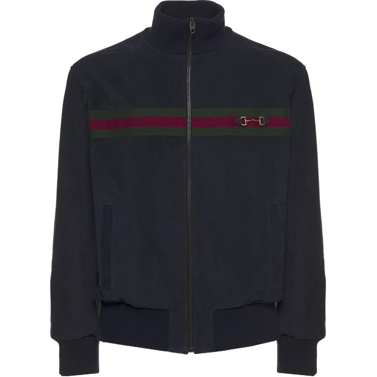Gucci Solid Striped Zip-Up Jacket Navy Blue 669080-XNAOB-4060