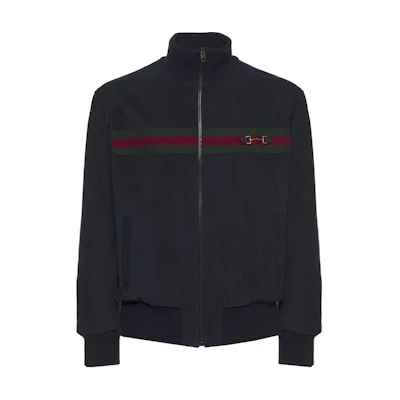 Gucci Solid Striped Zip-Up Jacket Navy Blue 669080-XNAOB-4060