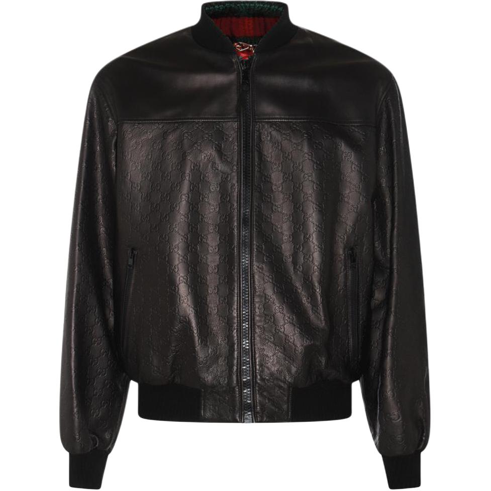 Gucci Solid Zip-Up Fitted Jacket Black Long Sleeve 764861-XNA0D-1000