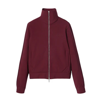 Gucci Solid Zip-Up Stand Collar Jacket Wine Red 798040-XJGTU-6318