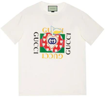 GUCCI Special FW21 China Exclusive Apple Graphic White T-Shirt. 548334-XJDNE-9095 GUCCI Special FW21 China Exclusive Apple Graphic White T-Shirt. 548334-XJDNE-9095