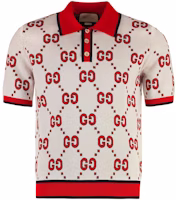 Gucci Spring/Summer 23 Ivory Logo Jacquard Short Sleeve Polo Shirt Men 740556-XKC6C-9176 Gucci Spring/Summer 23 Ivory Logo Jacquard Short Sleeve Polo Shirt Men 740556-XKC6C-9176