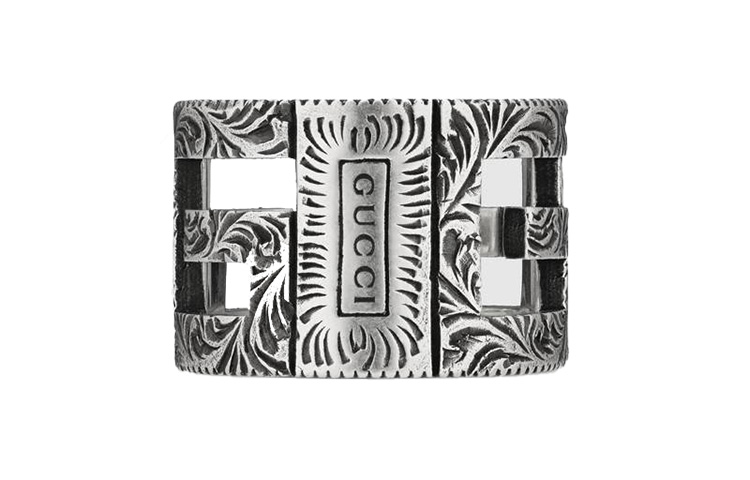 GUCCI Square-G Pattern Aged 925 Silver Ring Unisex情侣款 551917-J8400-0811