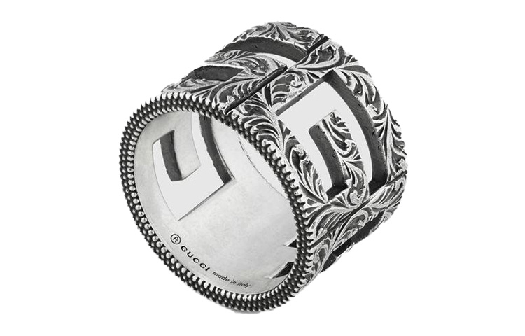 GUCCI Square-G Pattern Aged 925 Silver Ring Unisex情侣款 551917-J8400-0811 圖 5