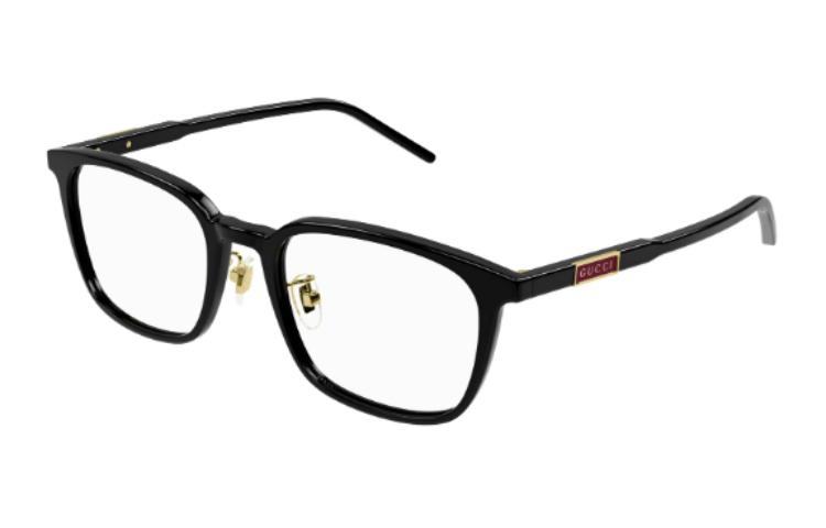 GUCCI Square Acetate Optical Glasses Black for Men with Logo Arms. 2.536948E+7