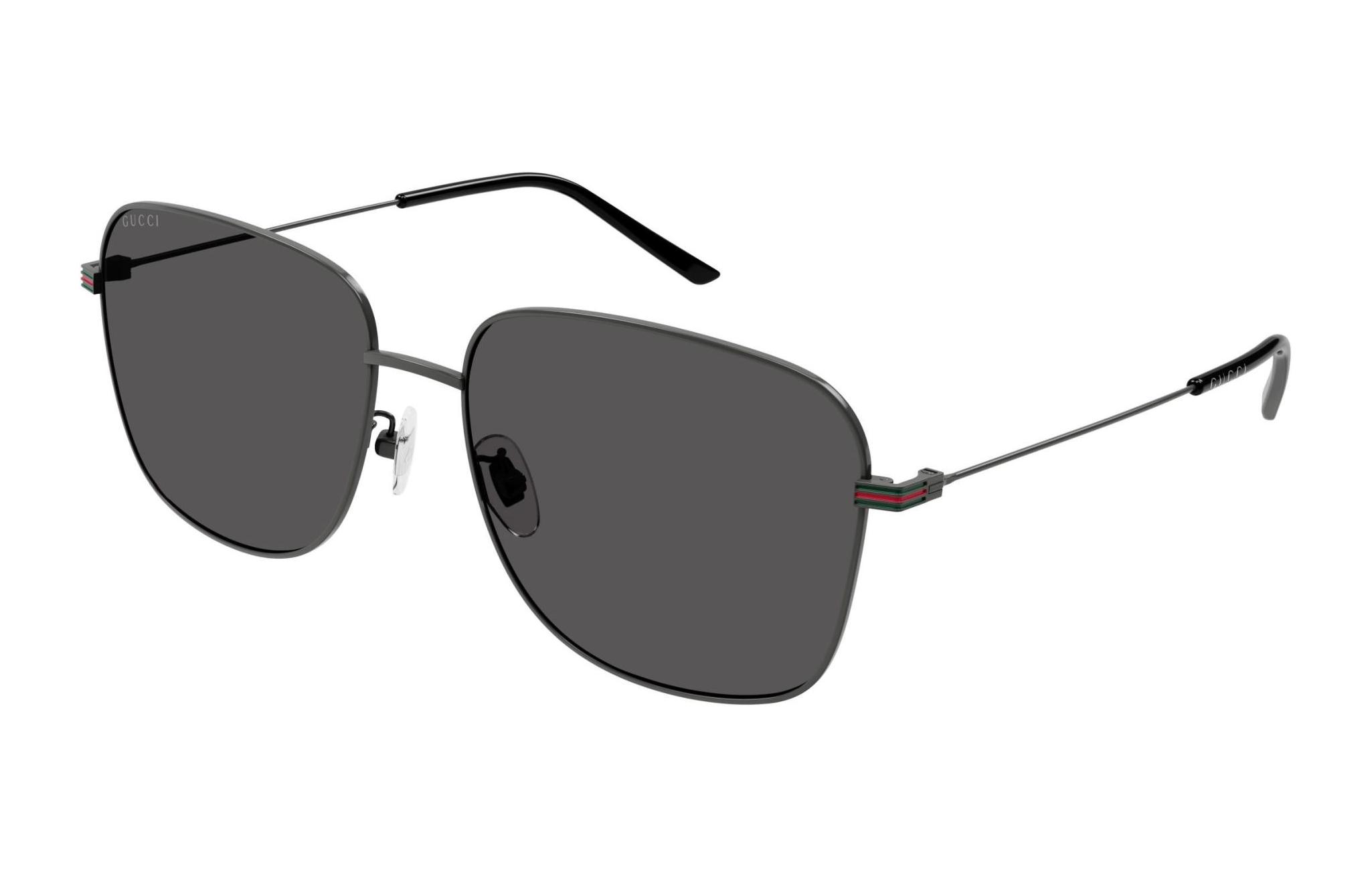 GUCCI Square Black Metal Sunglasses Unisex Couple Style with Logo Detailing. GG1464SA001