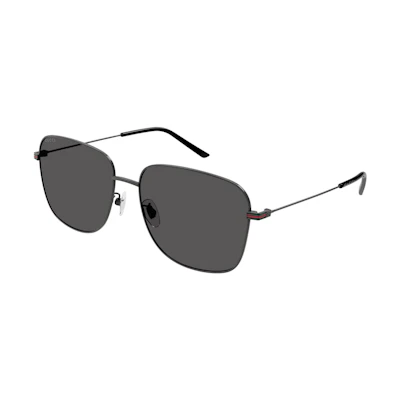 GUCCI Square Black Metal Sunglasses Unisex Couple Style with Logo Detailing. GG1464SA001