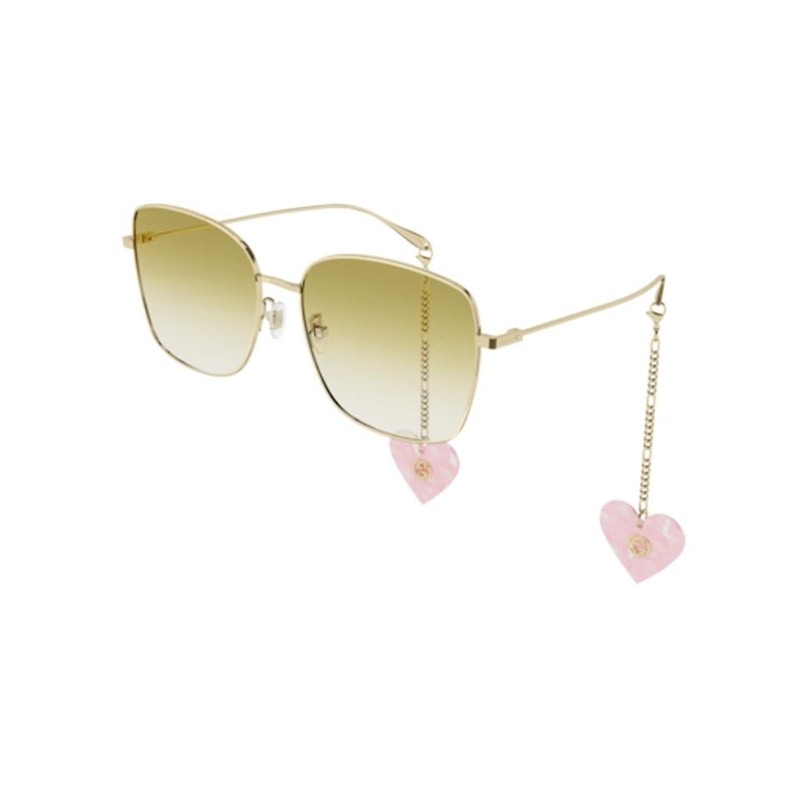 Buy 古驰方形吊坠太阳镜黄/金 (GG1030SK-004)