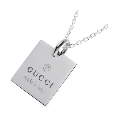 GUCCI Square Design 925 Silver Necklace for Men 223869-J8400-8106()